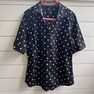 Talbots Black and White Polka Dot Button Down Shirt 10